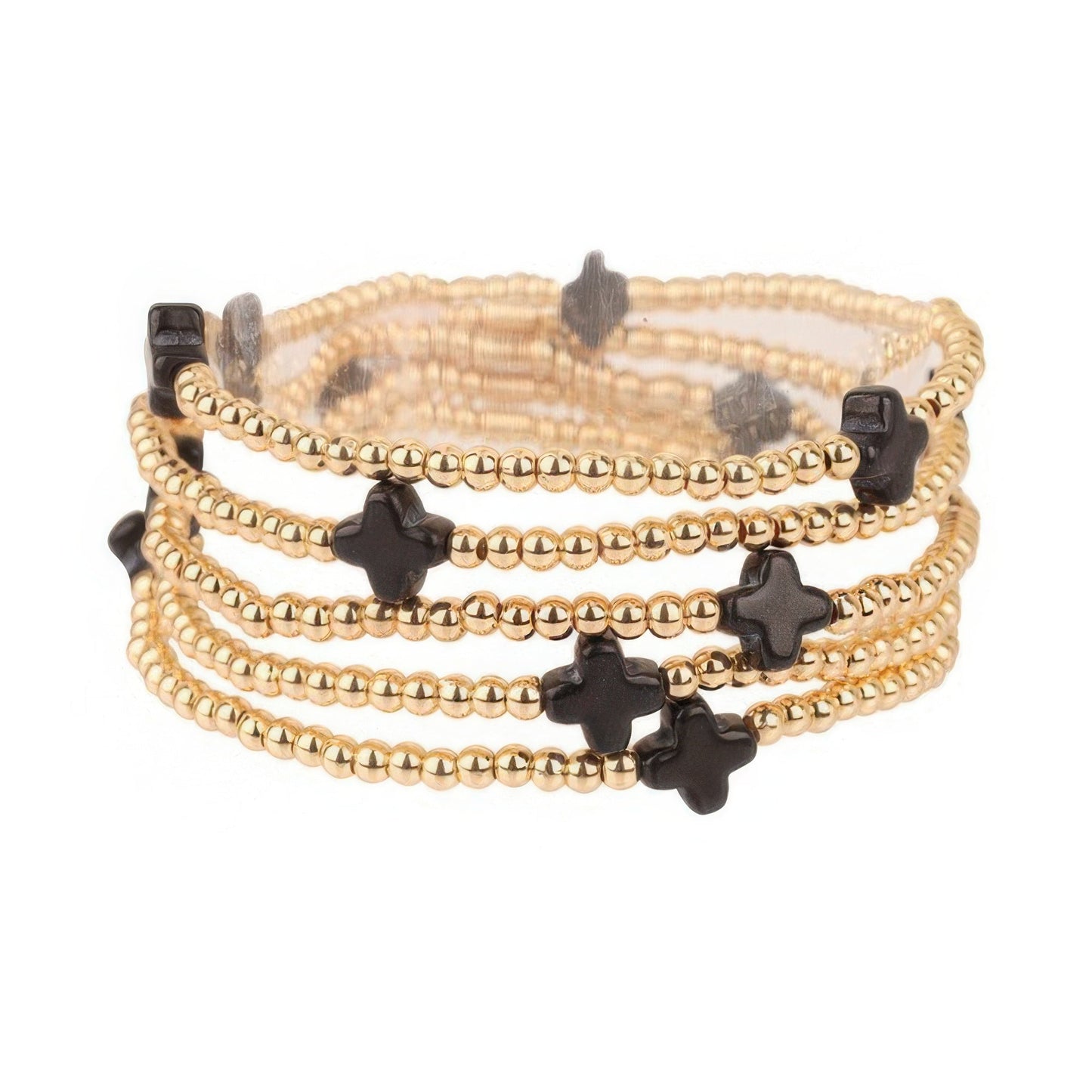 3pc Multi - layered Cross Charm Bracelet Set - Goddess Vibes