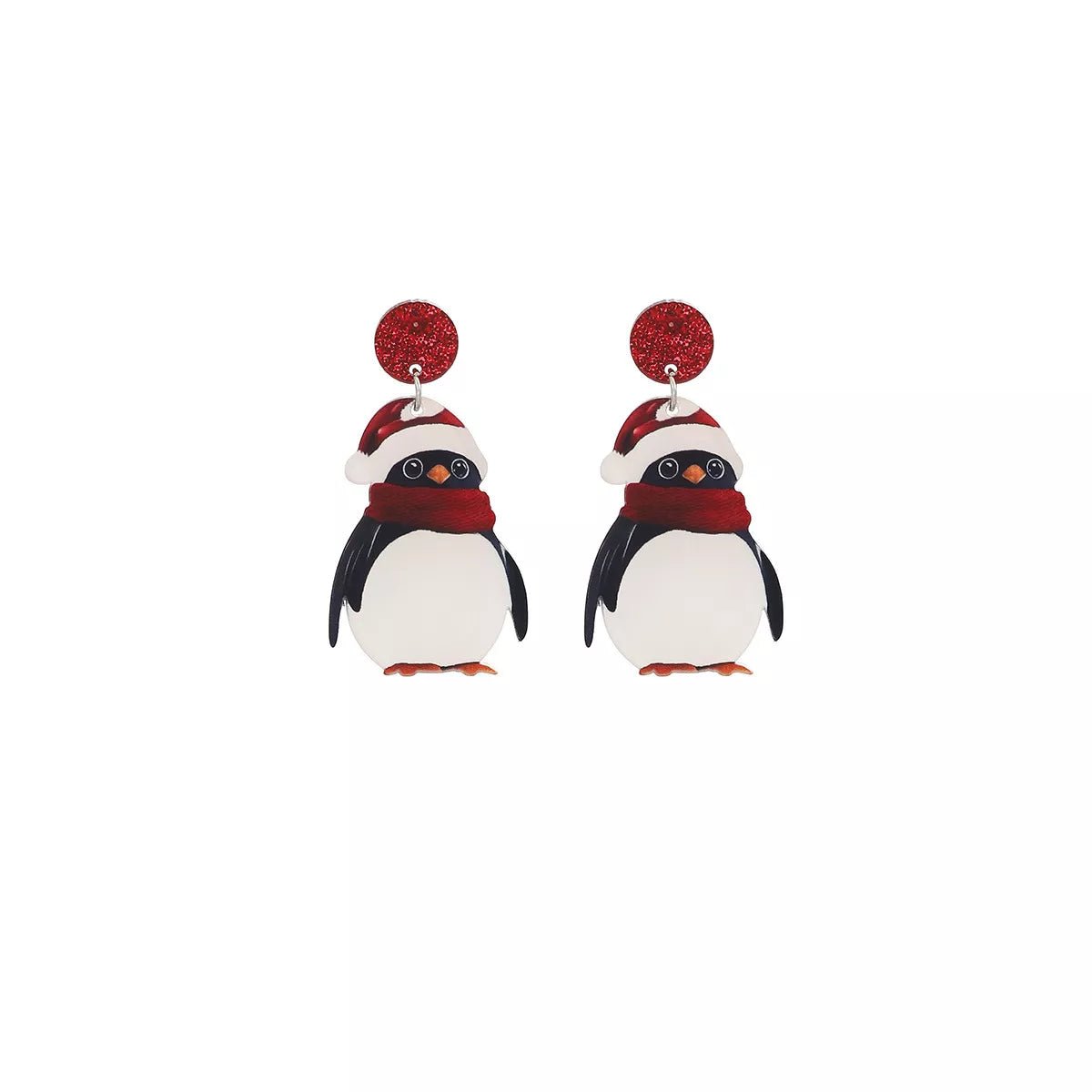 Christmas Penguin Santa Hat Holiday Earrings - Goddess Vibes