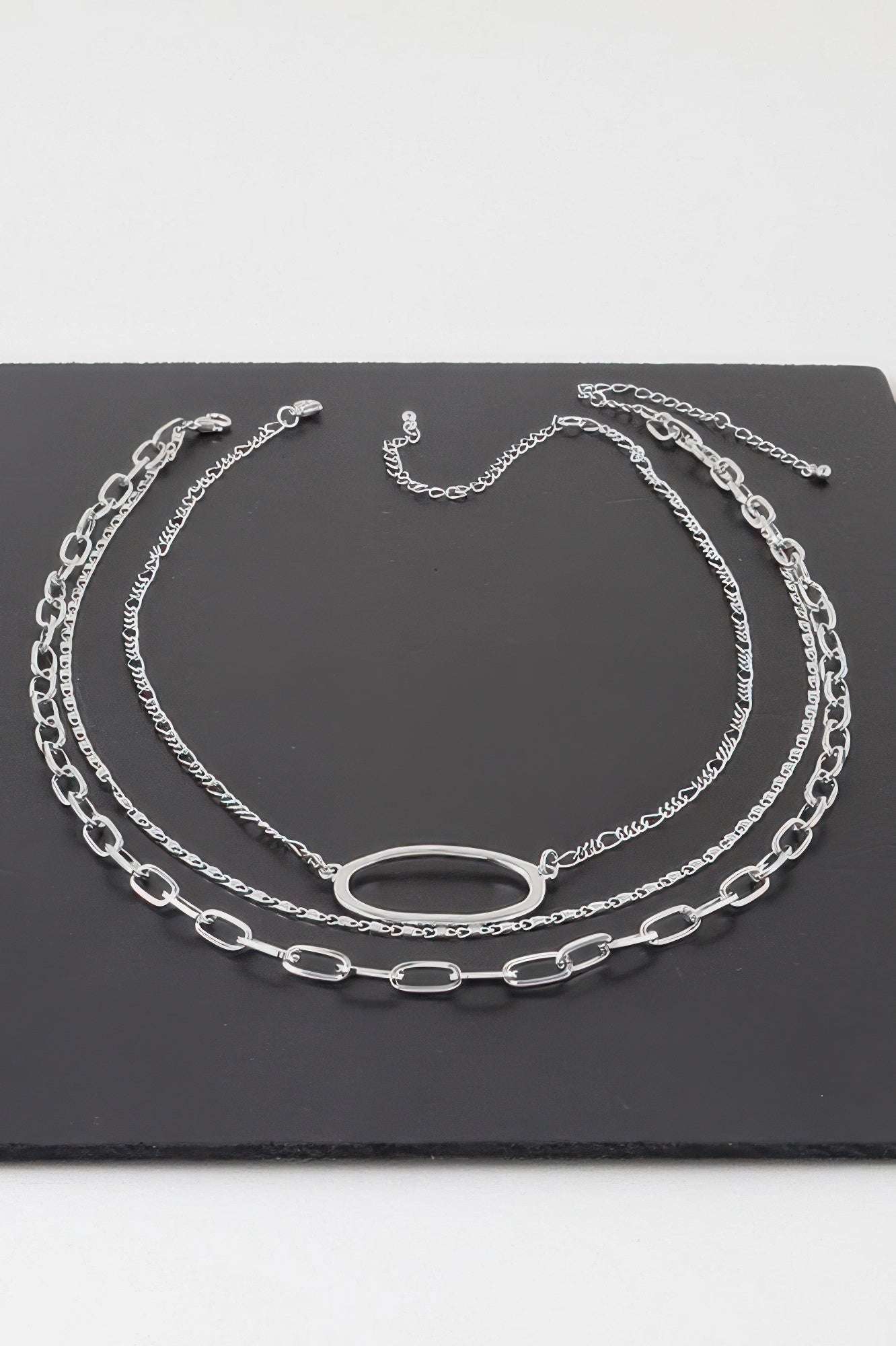Triple Open Oval Chain Necklace - Goddess Vibes