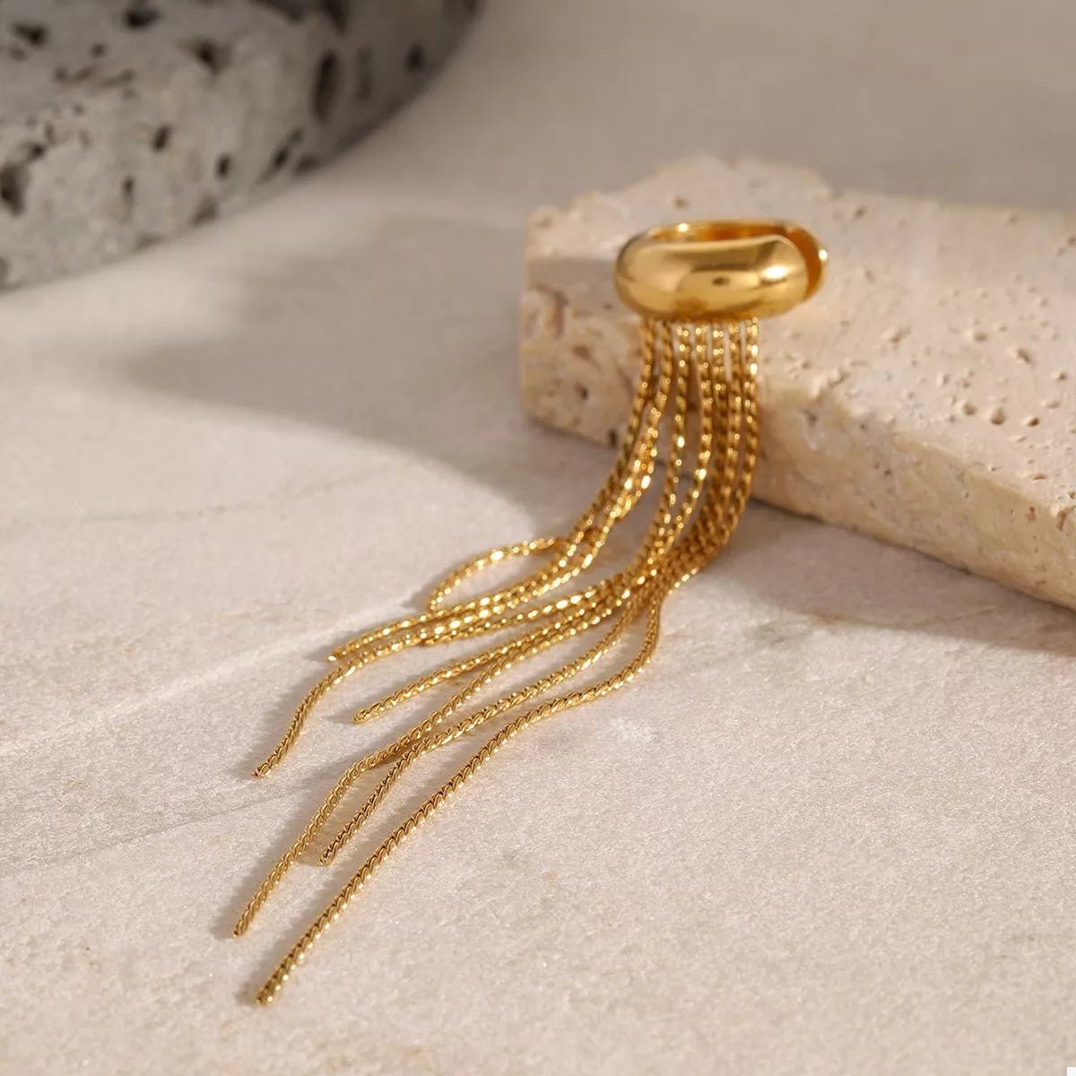 18K Gold - Plated Chain Fringe Earrings - Goddess Vibes