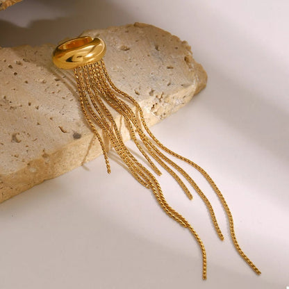 18K Gold - Plated Chain Fringe Earrings - Goddess Vibes