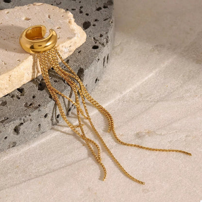 18K Gold - Plated Chain Fringe Earrings - Goddess Vibes