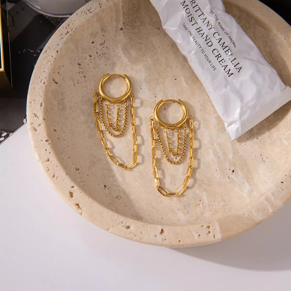 18K Gold - Plated Chain Hoop Earrings - Goddess Vibes