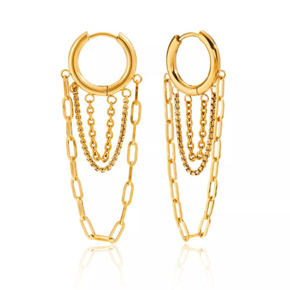 18K Gold - Plated Chain Hoop Earrings - Goddess Vibes
