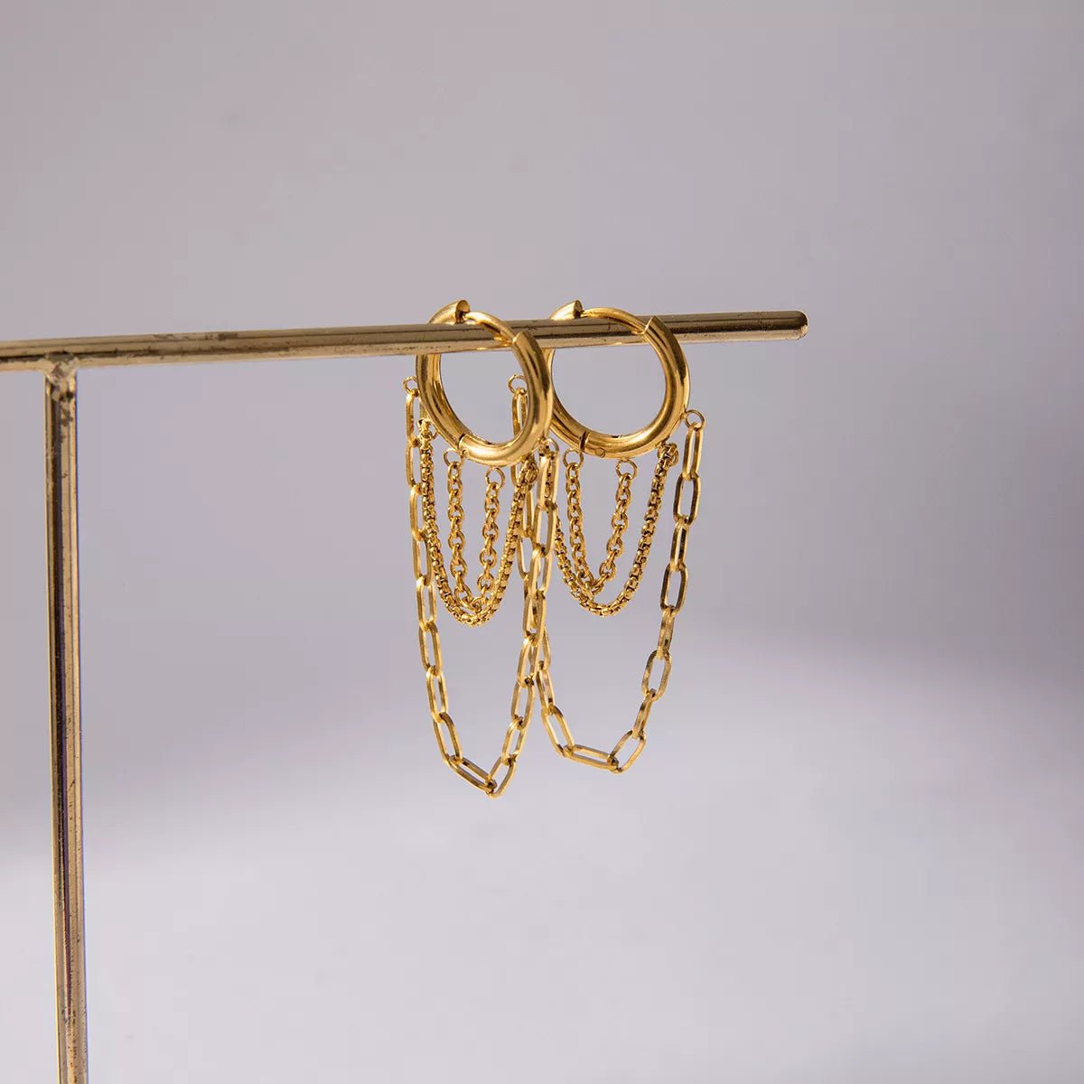 18K Gold - Plated Chain Hoop Earrings - Goddess Vibes