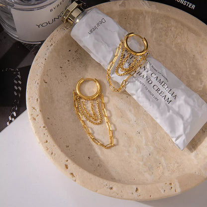 18K Gold - Plated Chain Hoop Earrings - Goddess Vibes