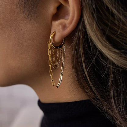 18K Gold - Plated Chain Hoop Earrings - Goddess Vibes