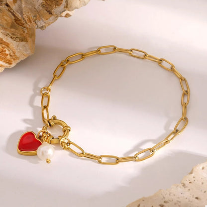 18K Gold - Plated Heart Charm Bracelet - Goddess Vibes