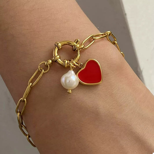 18K Gold - Plated Heart Charm Bracelet - Goddess Vibes