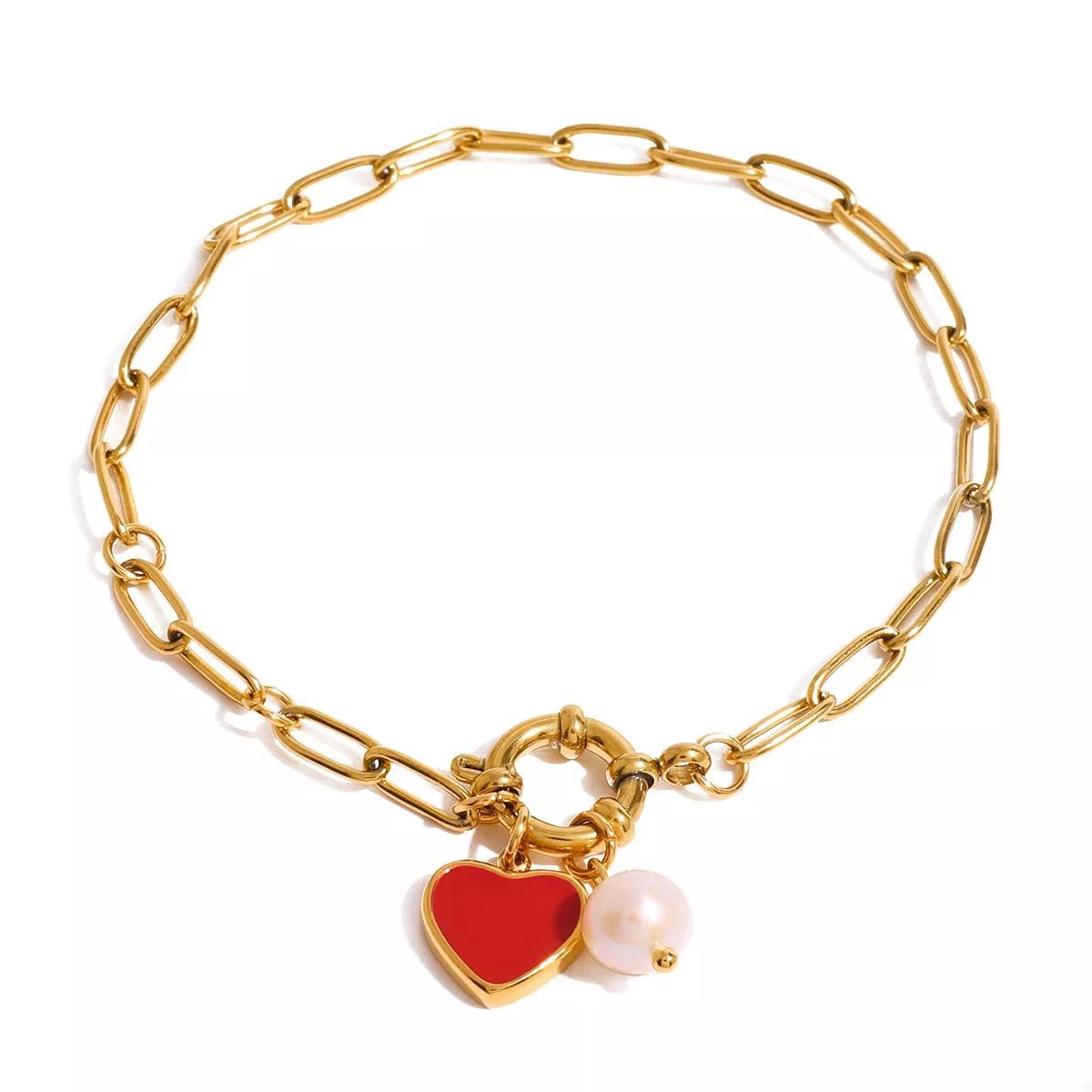 18K Gold - Plated Heart Charm Bracelet - Goddess Vibes