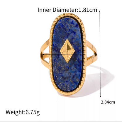 18K Gold - Plated Natural Stone Ring - Goddess Vibes