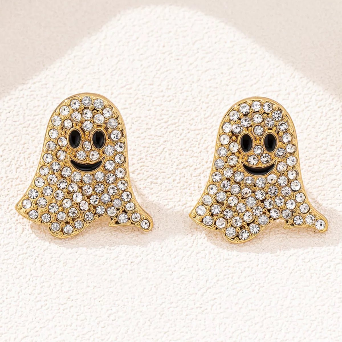18K Gold - Plated Rhinestone Halloween Ghost Earrings - Goddess Vibes