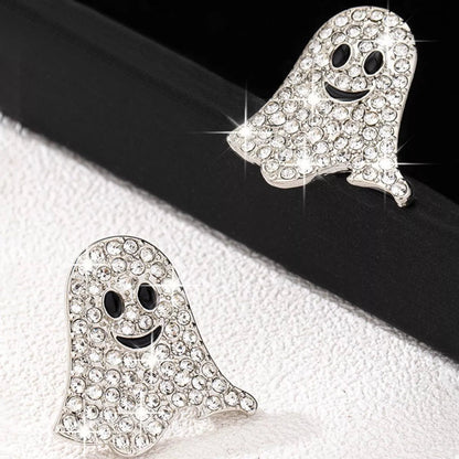 18K Gold - Plated Rhinestone Halloween Ghost Earrings - Goddess Vibes