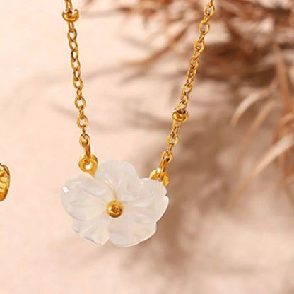18K Gold - Plated Stainless Steel Flower Pendant Necklace - Goddess Vibes