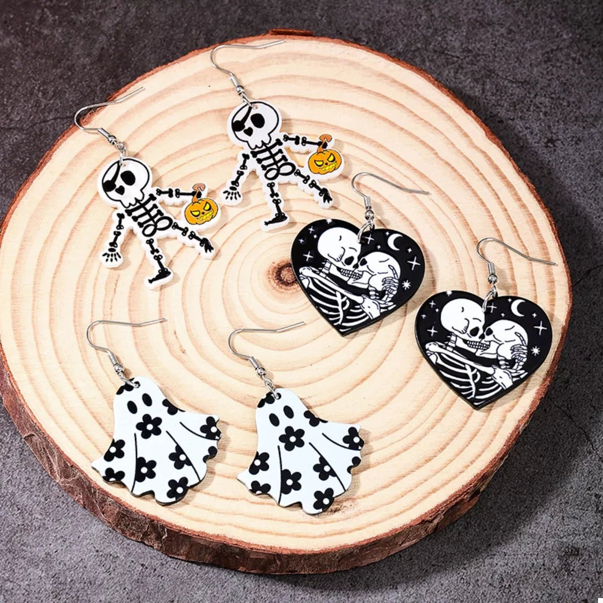 3 Pair Halloween Themed Acrylic Dangle Earrings - Goddess Vibes