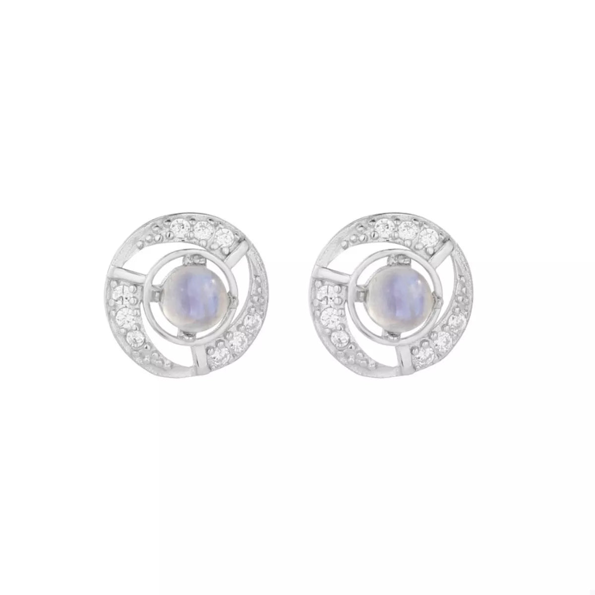 925 Sterling Silver Moonstone Stud Earrings - Goddess Vibes