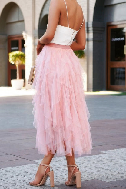A Line Long Tulle Tiered Skirts - Goddess Vibes