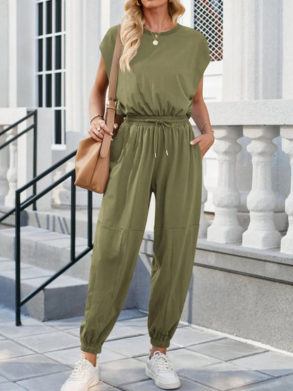 Backless Drawstring Waist Jumpsuit - Goddess Vibes