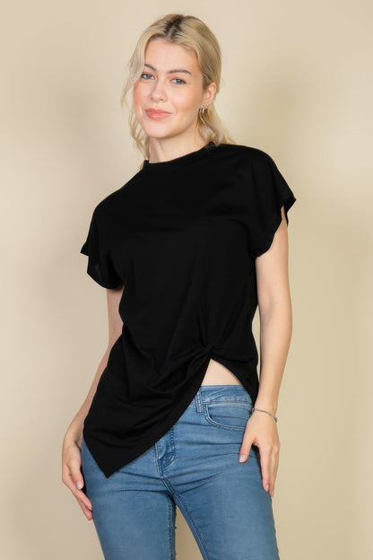 Batwing Sleeve Twist Front Tee - Goddess Vibes