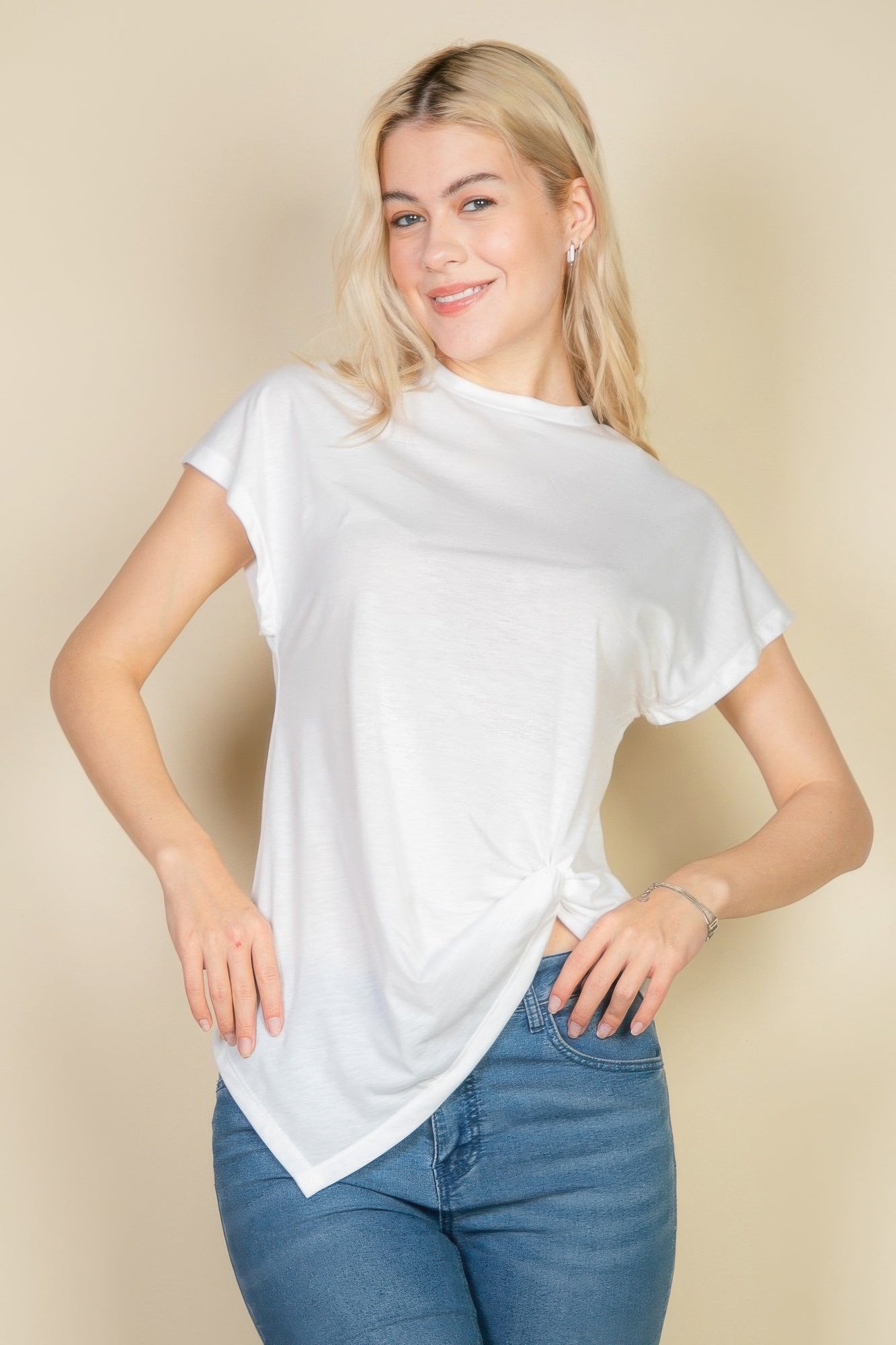 Batwing Sleeve Twist Front Tee - Goddess Vibes