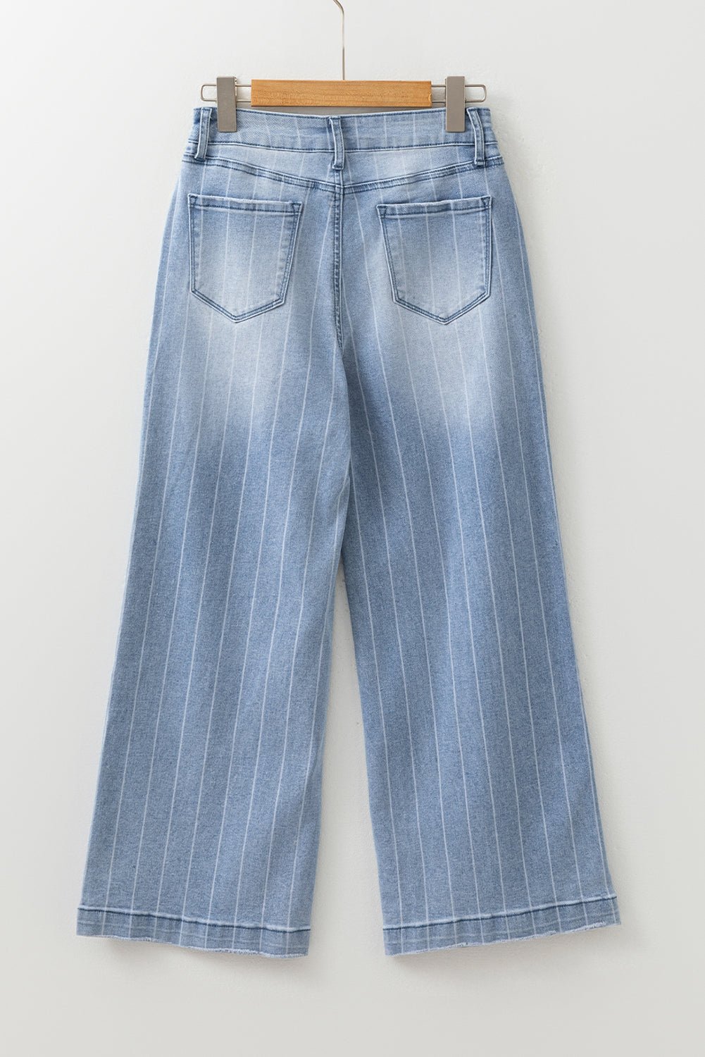 Beau Blue Multi Buttons Pinstripe Wide Leg Jeans - Goddess Vibes