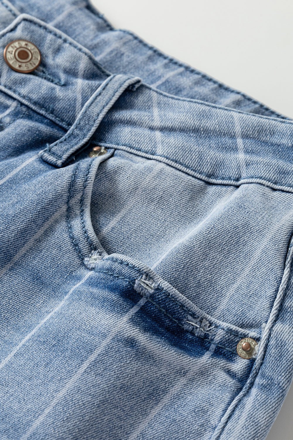 Beau Blue Multi Buttons Pinstripe Wide Leg Jeans - Goddess Vibes