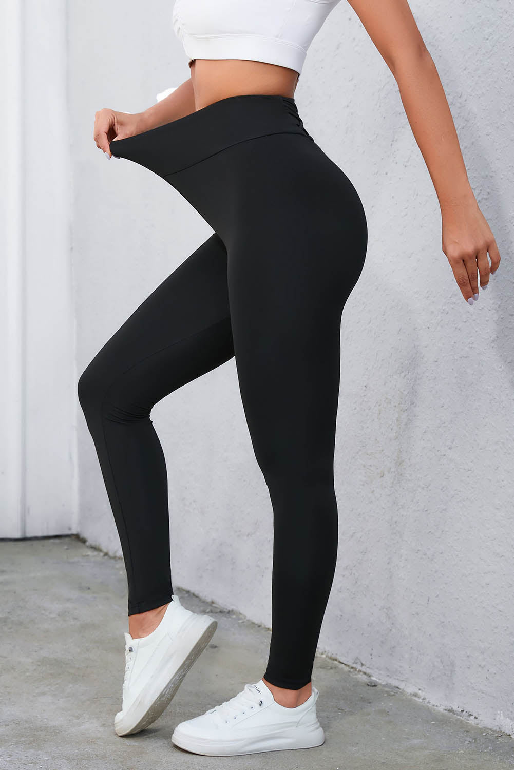 Black Criss Cross Tummy Control High Waist Leggings - Goddess Vibes