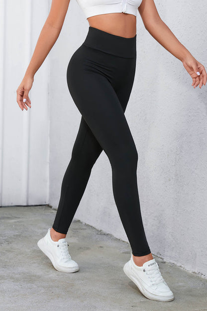 Black Criss Cross Tummy Control High Waist Leggings - Goddess Vibes