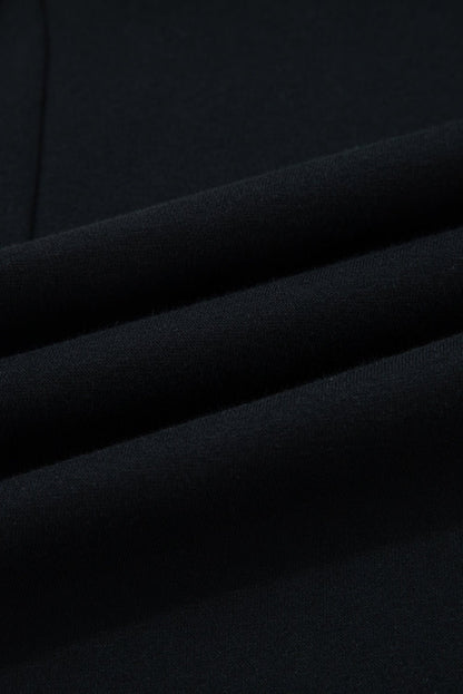 Black Fleece Lined Leopard Drawstring Elastic Waist Solid Pants - Crowned Energy CO.