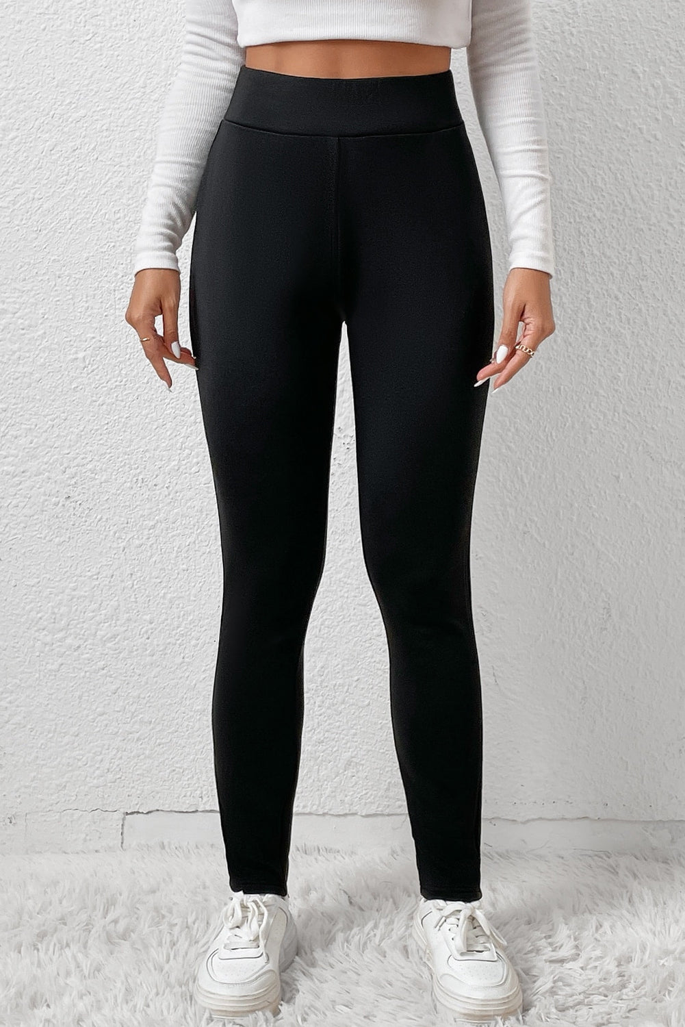 Black Fleece Lining Winter High Waist Leggings - Goddess Vibes