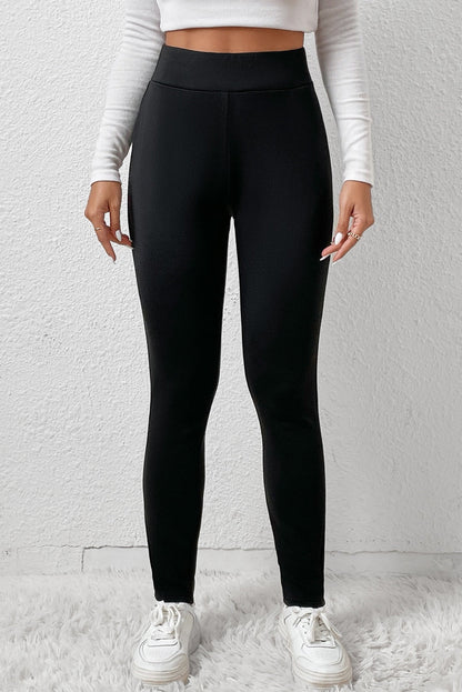 Black Fleece Lining Winter High Waist Leggings - Goddess Vibes