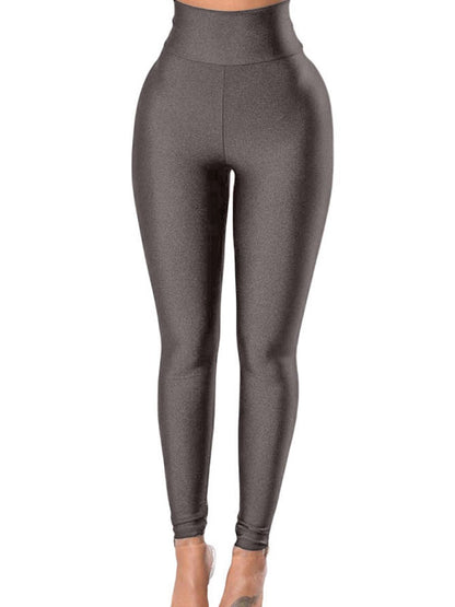 Black High Waist Stretch Slim Sports Leggings - Crowned Energy CO.