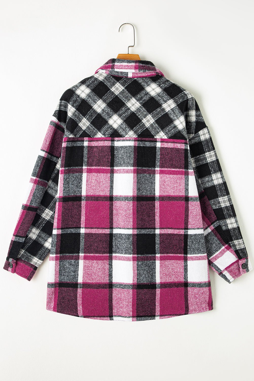 Black Plaid Colorblock Loose Shacket - Goddess Vibes