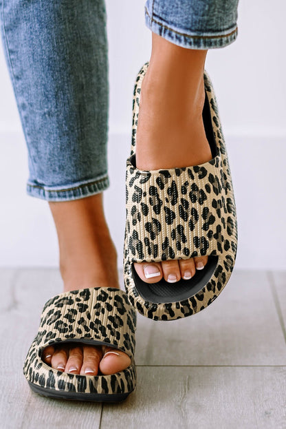 Black Print Thick Sole Slip On Slippers - Goddess Vibes