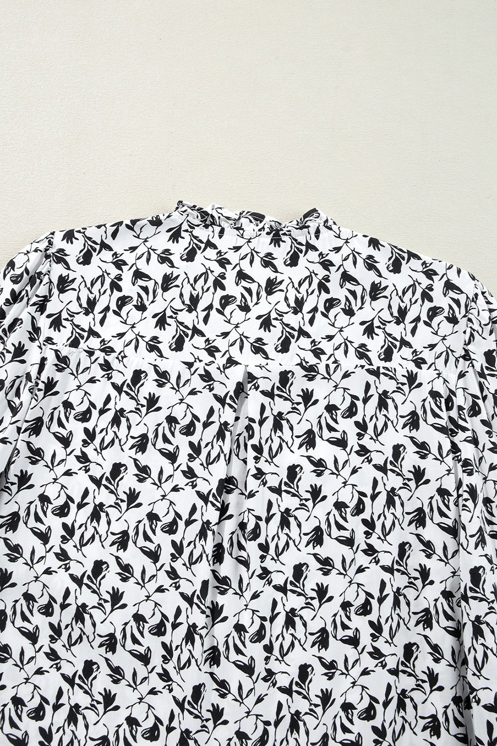 Black Printed Lace Detail Floral Puff Sleeve Fall Shirt - Goddess Vibes