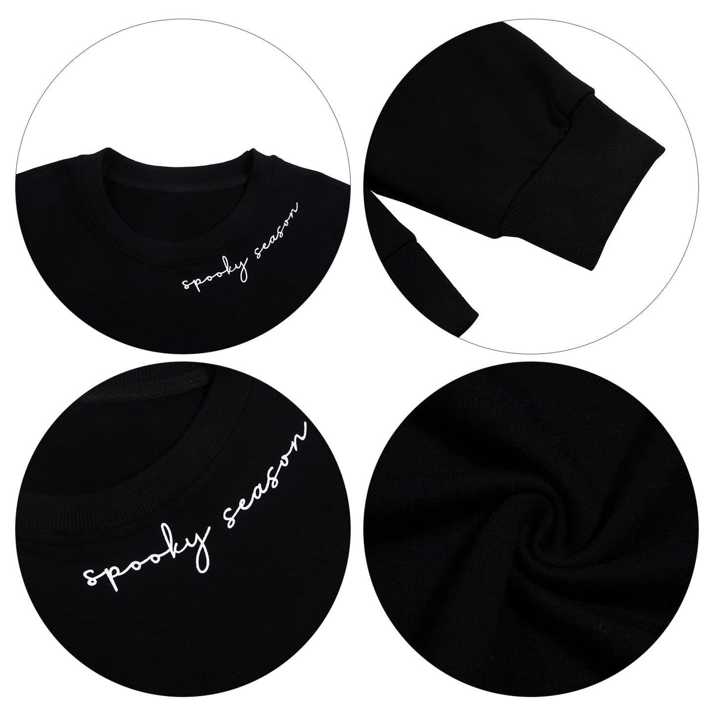 Black Spooky Season Halloween Ghost Printed Drop Shoulder Sweatshirt - Goddess Vibes