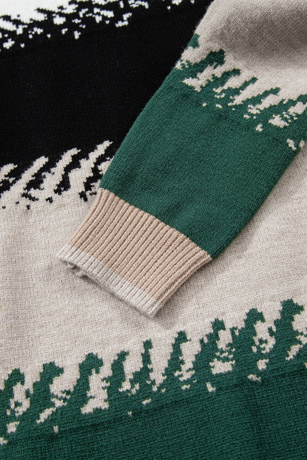 Black Stylish Color Block Pattern Drop Shoulder Sweater - Goddess Vibes