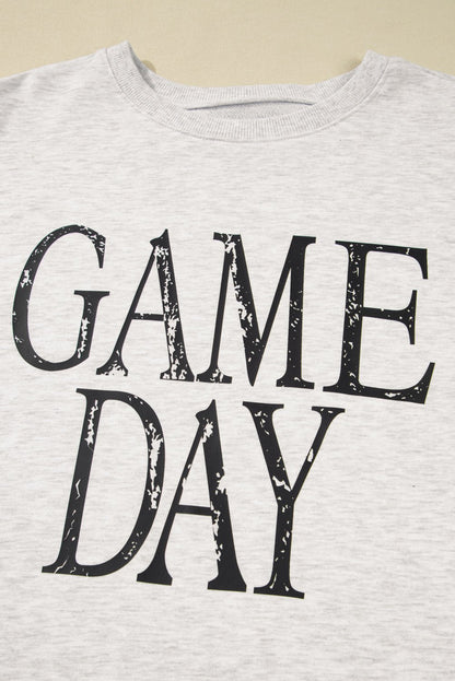 Black Vintage Washed GAME DAY Graphic Baggy Sweatshirt - Goddess Vibes