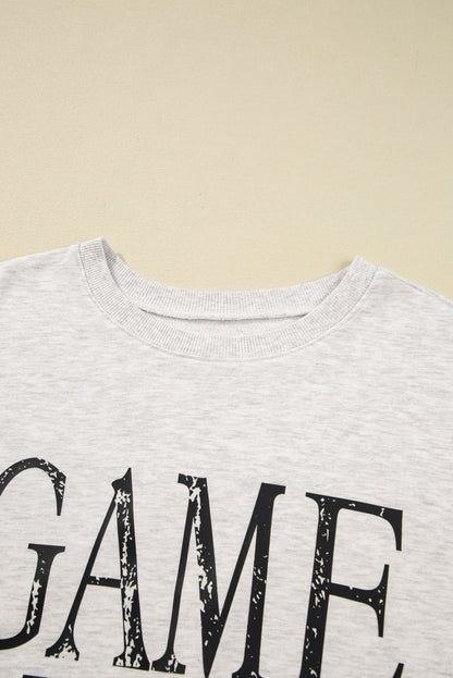 Black Vintage Washed GAME DAY Graphic Baggy Sweatshirt - Goddess Vibes