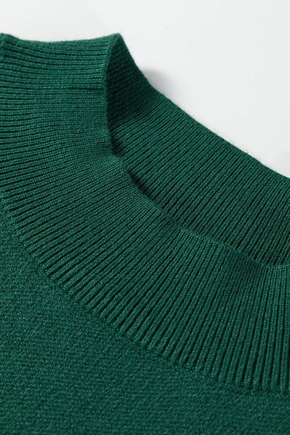 Blackish Green Pearl Embellished Bow Pattern Loose Sweater - Goddess Vibes