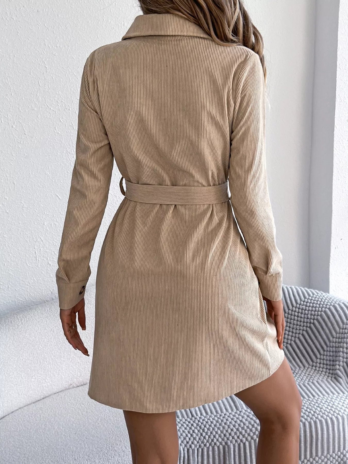 Button - Front Corduroy Shirt Dress - Goddess Vibes