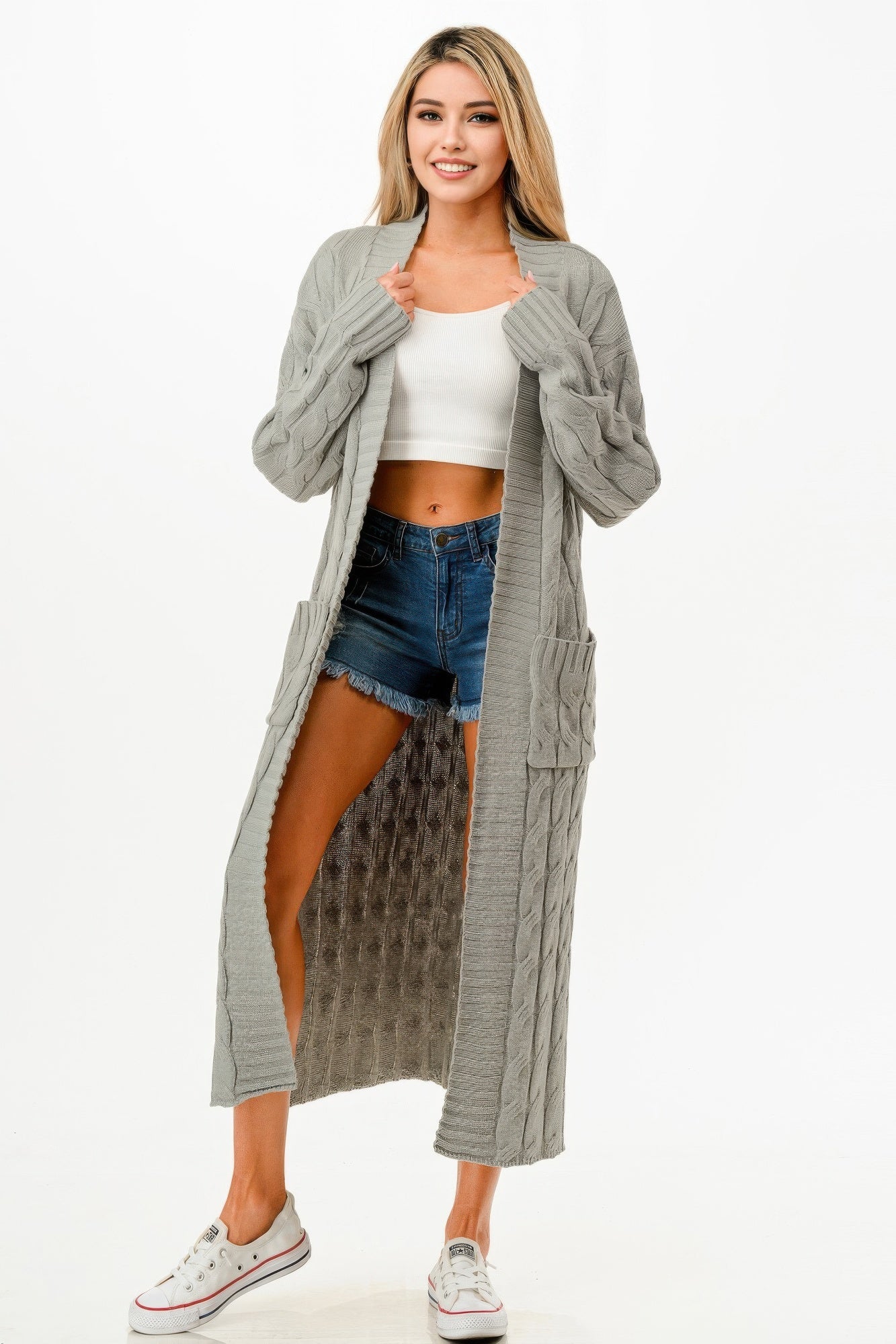 Cable Sweater Long Cardigan - Goddess Vibes