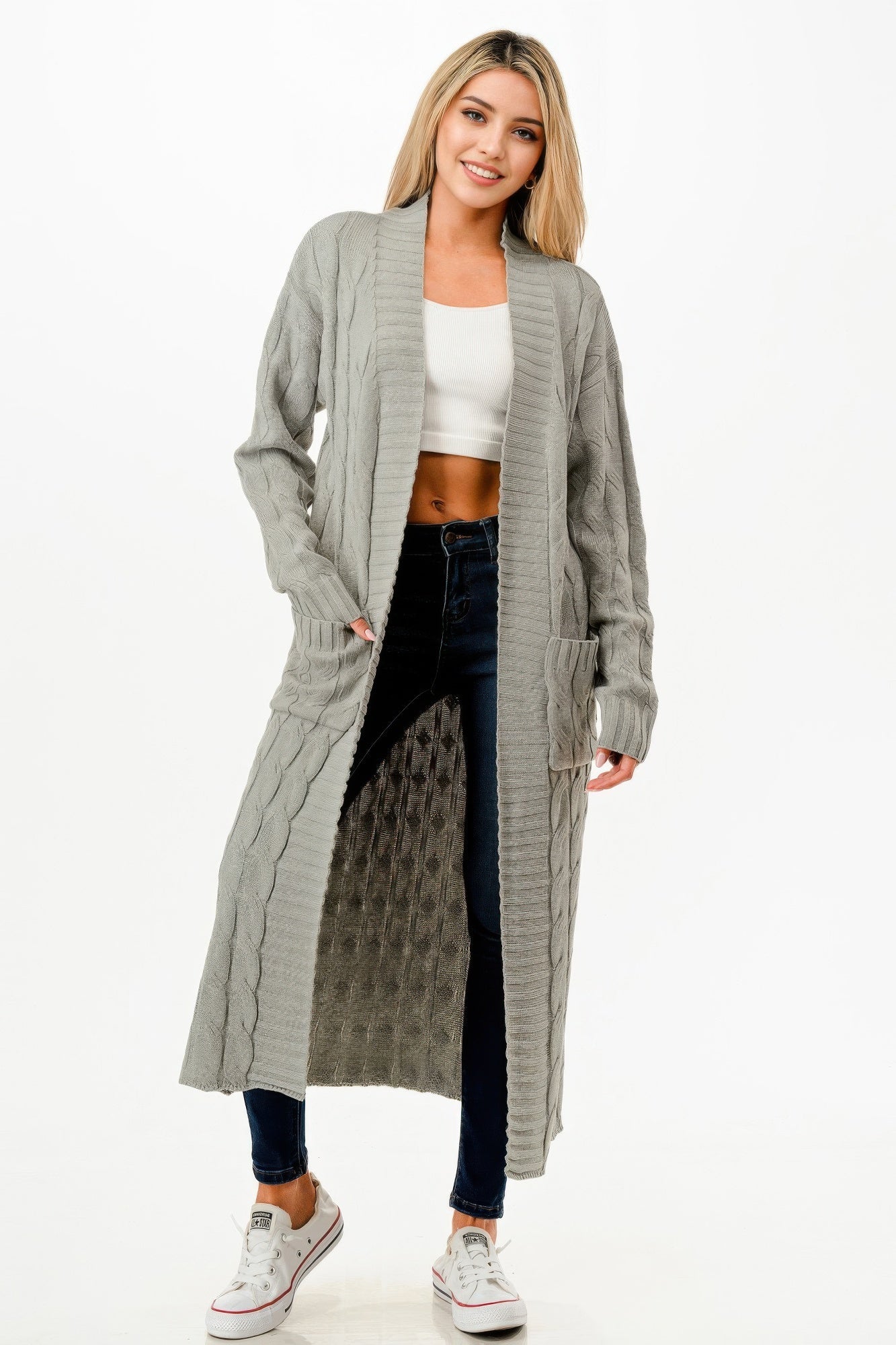 Cable Sweater Long Cardigan - Goddess Vibes