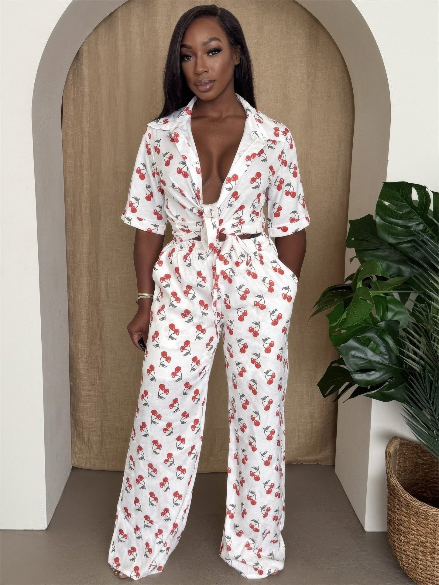 Cherry Pop Wide - leg Set - Goddess Vibes