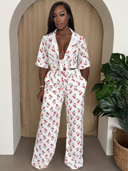 Cherry Pop Wide - leg Set - Goddess Vibes