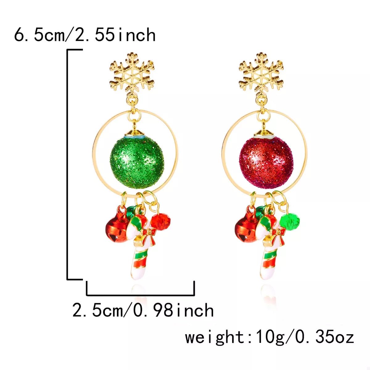 Christmas Snowflake Dangle Earrings with Colorful Beads - Goddess Vibes