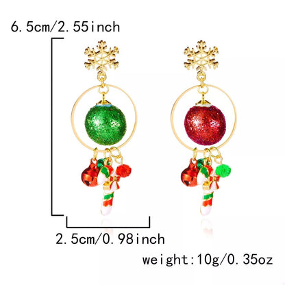 Christmas Snowflake Dangle Earrings with Colorful Beads - Goddess Vibes