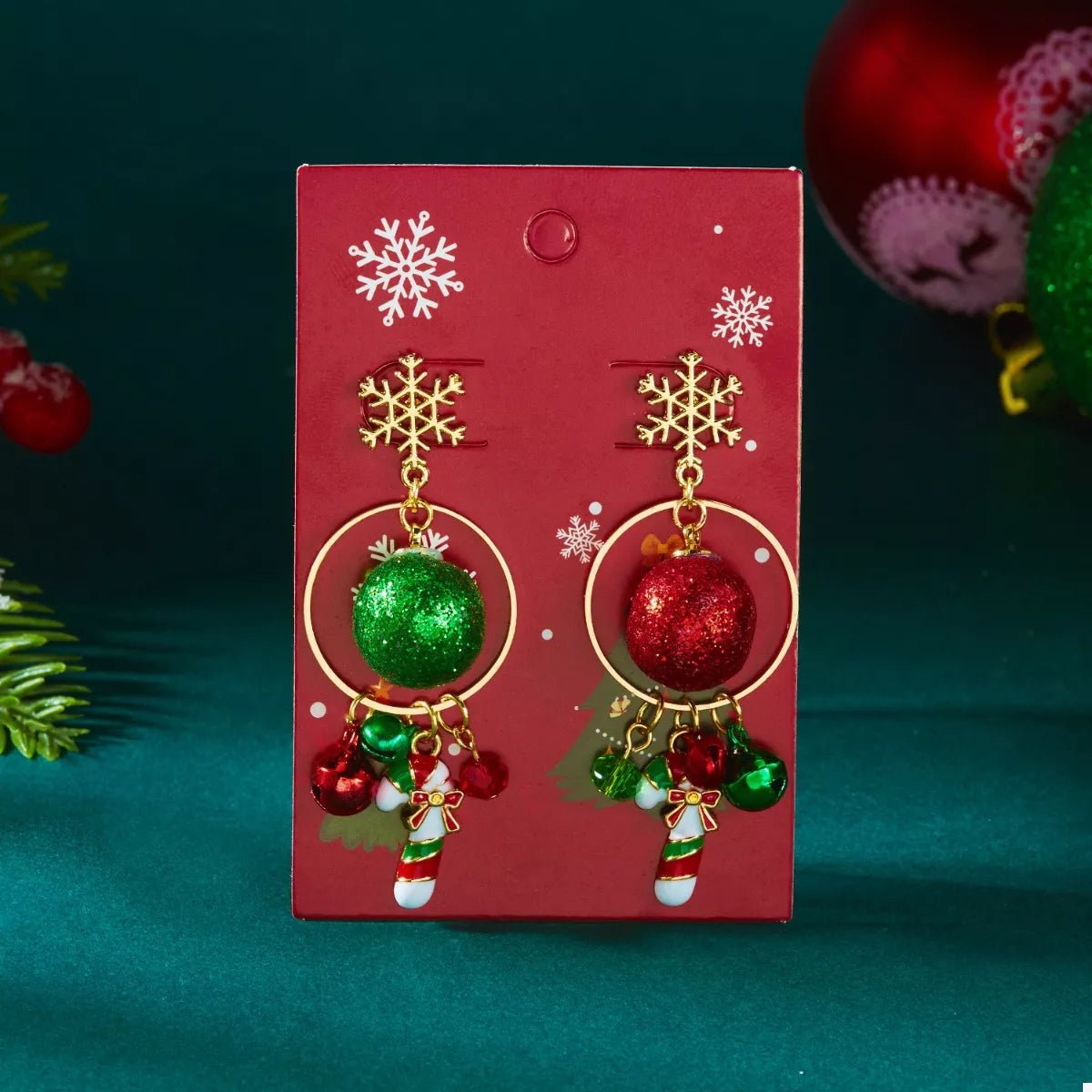 Christmas Snowflake Dangle Earrings with Colorful Beads - Goddess Vibes