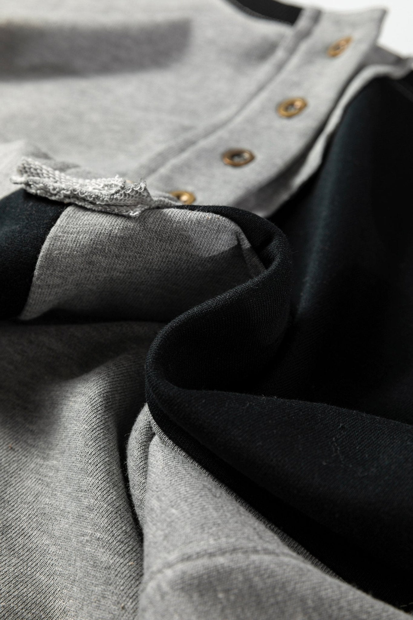 Color black Colorblock Henley High Low Oversize Sweatshirt - Crowned Energy CO.