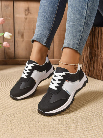 Contrast Lace Up Sneakers - Goddess Vibes